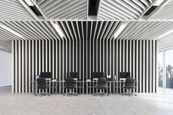 Espacio abierto gris oficina madera —  Fotos de Stock