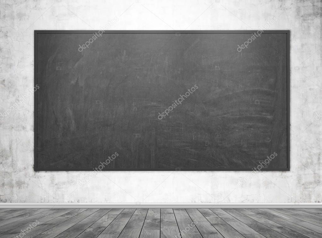Blank blackboard in an empty classroom