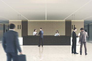 Bej office, karanlık Resepsiyon, insanlar, açık