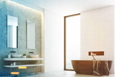 Banyo ve bir pencere gri tonda köşe