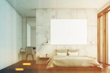 Poster ve tonda çalışma ile mermer yatak odası