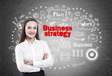 Çapraz silah kadın ve iş planı gri