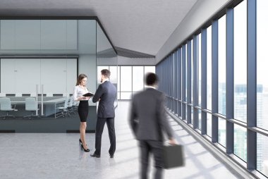 Şeffaf konferans Oda beton, yan insanlar