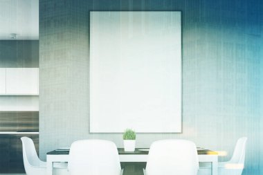 Tonlu görüntü kadar yakın posteri ile gri mutfak