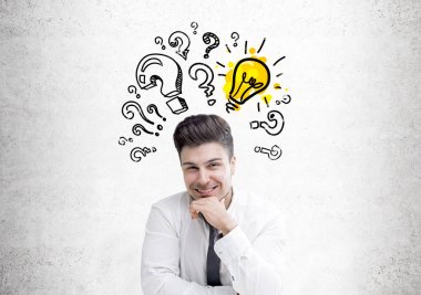 Neşeli genç adam ve onun harika bir fikir