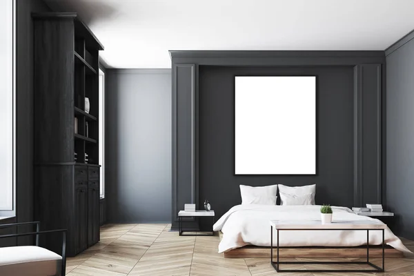 Interior kamar tidur hitam, poster — Stok Foto