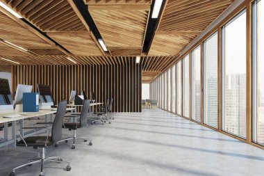 Ahşap açık alan office yan görünüm