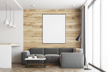 Oturma odası ve mutfak, ahşap kapat