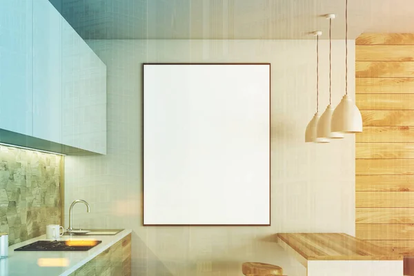 Cucina bianca e in legno, poster tonica — Foto Stock