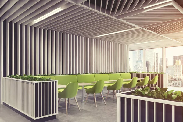 Scaun verde cafenea gri colț interior tonifiat — Fotografie, imagine de stoc