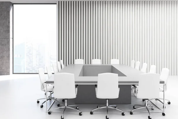 직사각형 회의실, 회색 나무 — 스톡 사진
