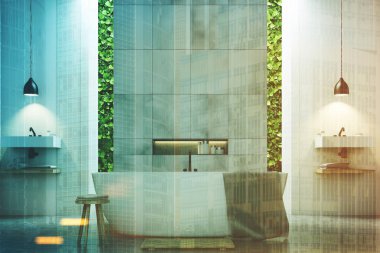 Eko banyo iki lavabolar, mermer fayans tonda