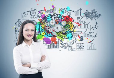 Çapraz silah kadın ve dişli beyin