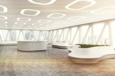 Uzay gemisi stil office iç, köşe tonda