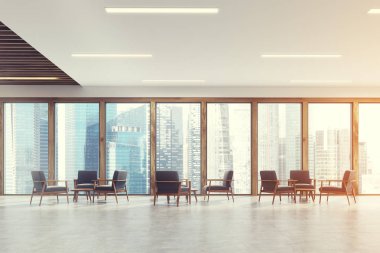 Panoramik ofis bekleme odası, hafif tonda