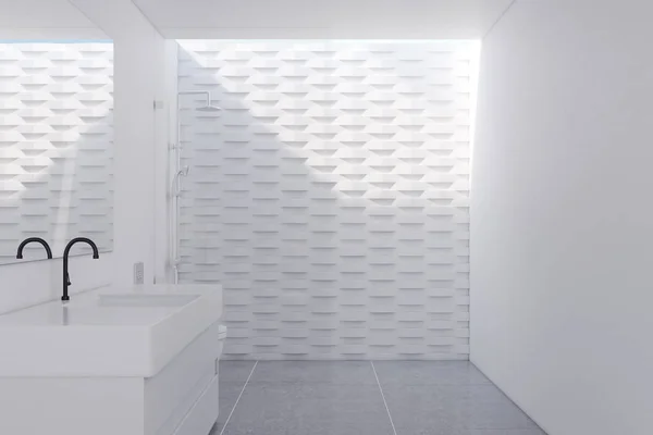 White brick bathroom with a sink — Stock Photo, Image