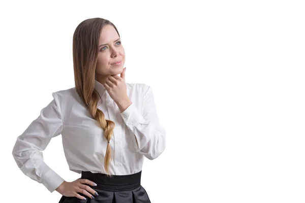 Retrato aislado de mujer de negocios con trenza —  Fotos de Stock