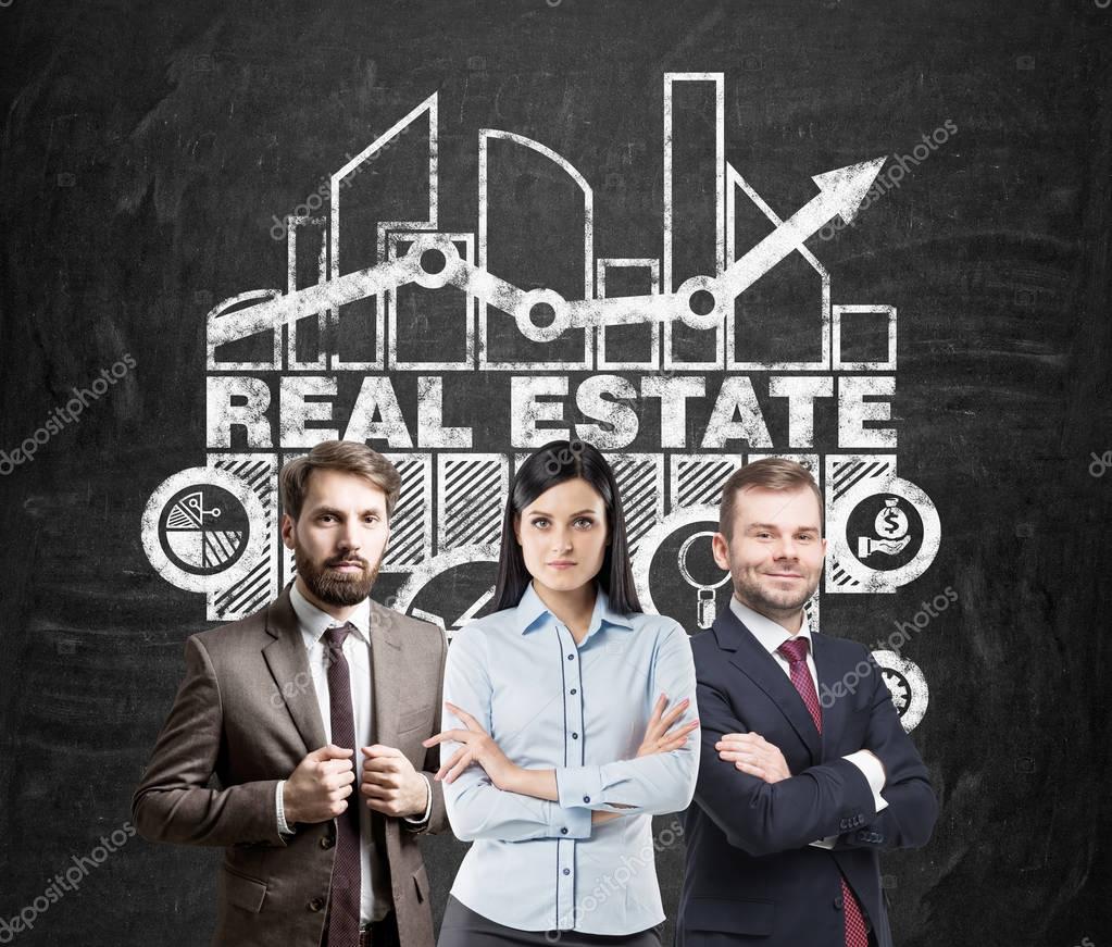 Photos real estate team ideas Real estate team, blackboard — Stock
