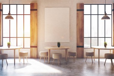 Panjurlar kafe iç bir posteri ile tonda