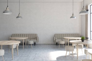 Cafe yuvarlak masa, kanepe, açık