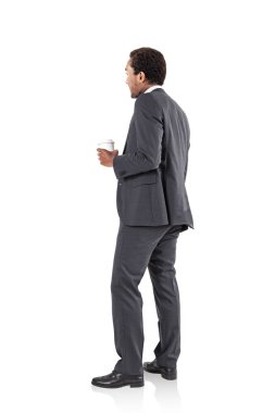 African American businessman with coffee isolated clipart