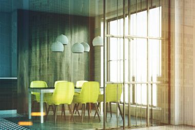 Koyu ahşap yemek odası yan tonda