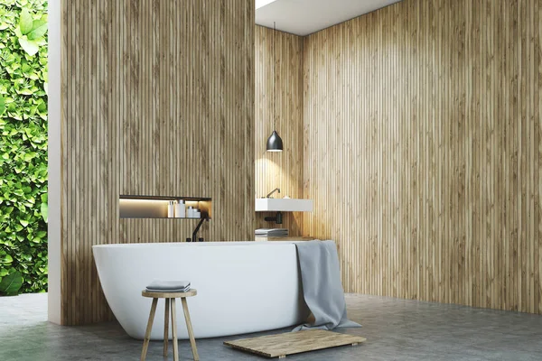 Eco rogu łazienka, umywalka i drewna — Zdjęcie stockowe
