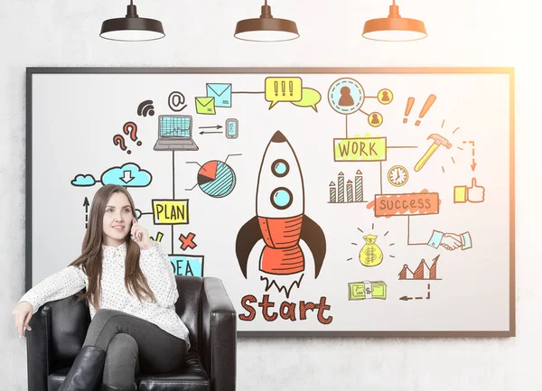 Telefon, tonda başlangıç genç kadın