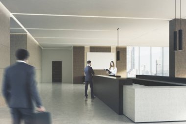 Bej office, karanlık Resepsiyon, insanlar, yan