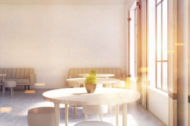 Cafe yuvarlak masa, kanepe ile tonda