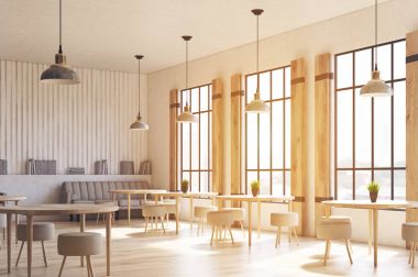 Panjurlar kafe iç yan görünüm tonda