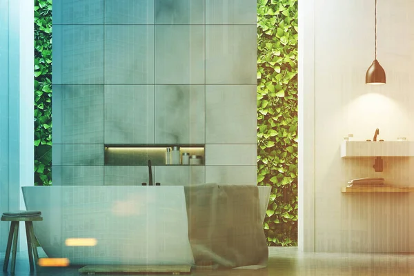 Eco baño dos lavabos de mármol, primer plano tonificado —  Fotos de Stock