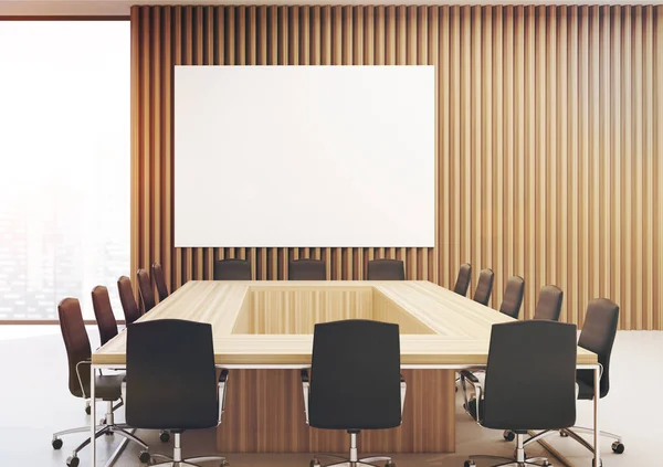 Rectangular meeting room, poster wood toned — Stock Photo, Image