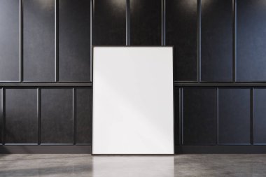 Dikey bir posteri ile siyah ahşap boş oda