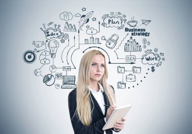 Sarışın kadınla bir defterini planı