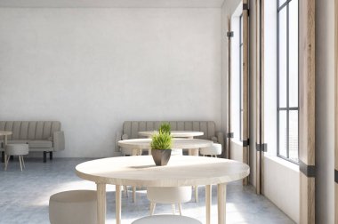 Cafe ile yuvarlak masa, kanepe