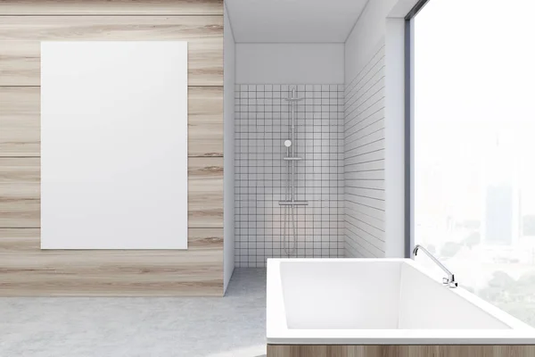 Salle de bain en bois, poster vertical tonique — Photo