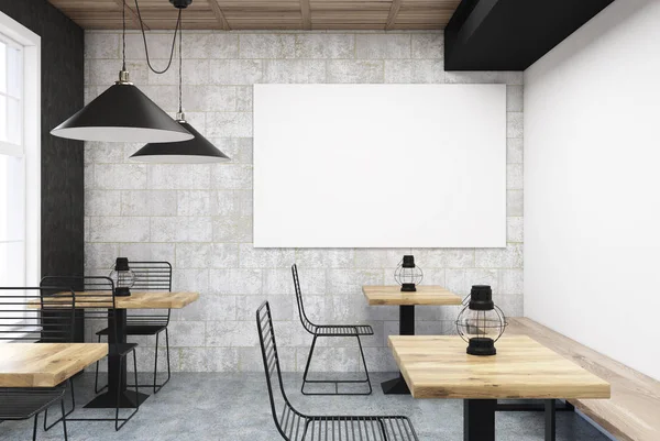 灰色和白色的咖啡馆，水平海报 — 图库照片
