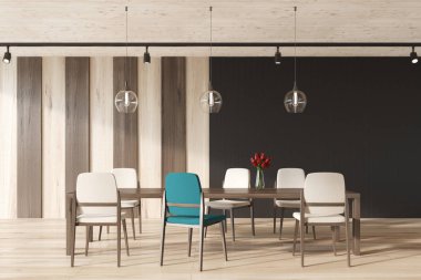 Siyah ve soyulmuş yemek odası iç