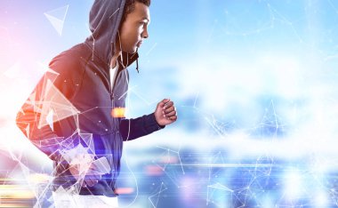 Afrika kökenli Amerikalı adam, çokgenler koşu