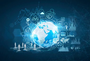 Poligonal Earth, infographics, iş ikonları/simgeleri