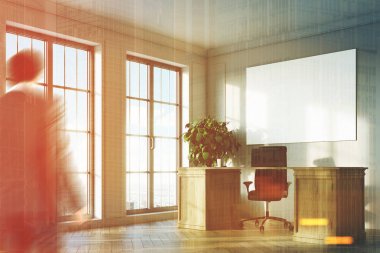 CEO office iç, poster, yan, adam