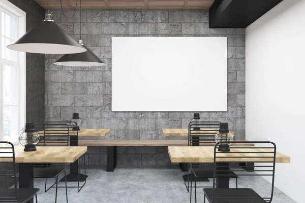 Gray and white cafe interior, poster — Stock Photo, Image