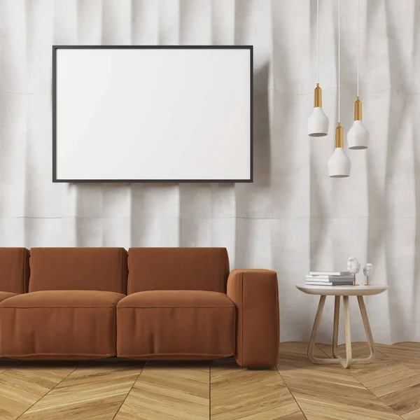 Rozkładanej sofie w salonie teksturowane, brązowy — Zdjęcie stockowe