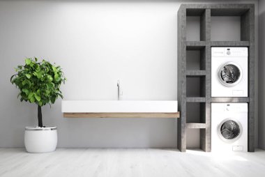 Gri çamaşır odası, lavabo