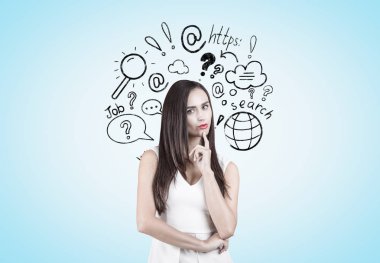 Dalgın esmer kadın Internet arama