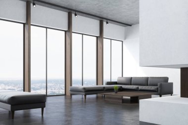 Beyaz oturma odası ile bir kanepe, köşe