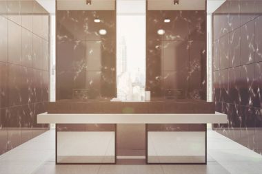 Siyah mermer banyo, panoramik tonda