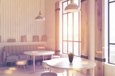 Çatı Cafe köşe yuvarlak masa ile tonda