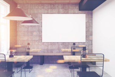 Gri ve beyaz kafe iç, tonda poster